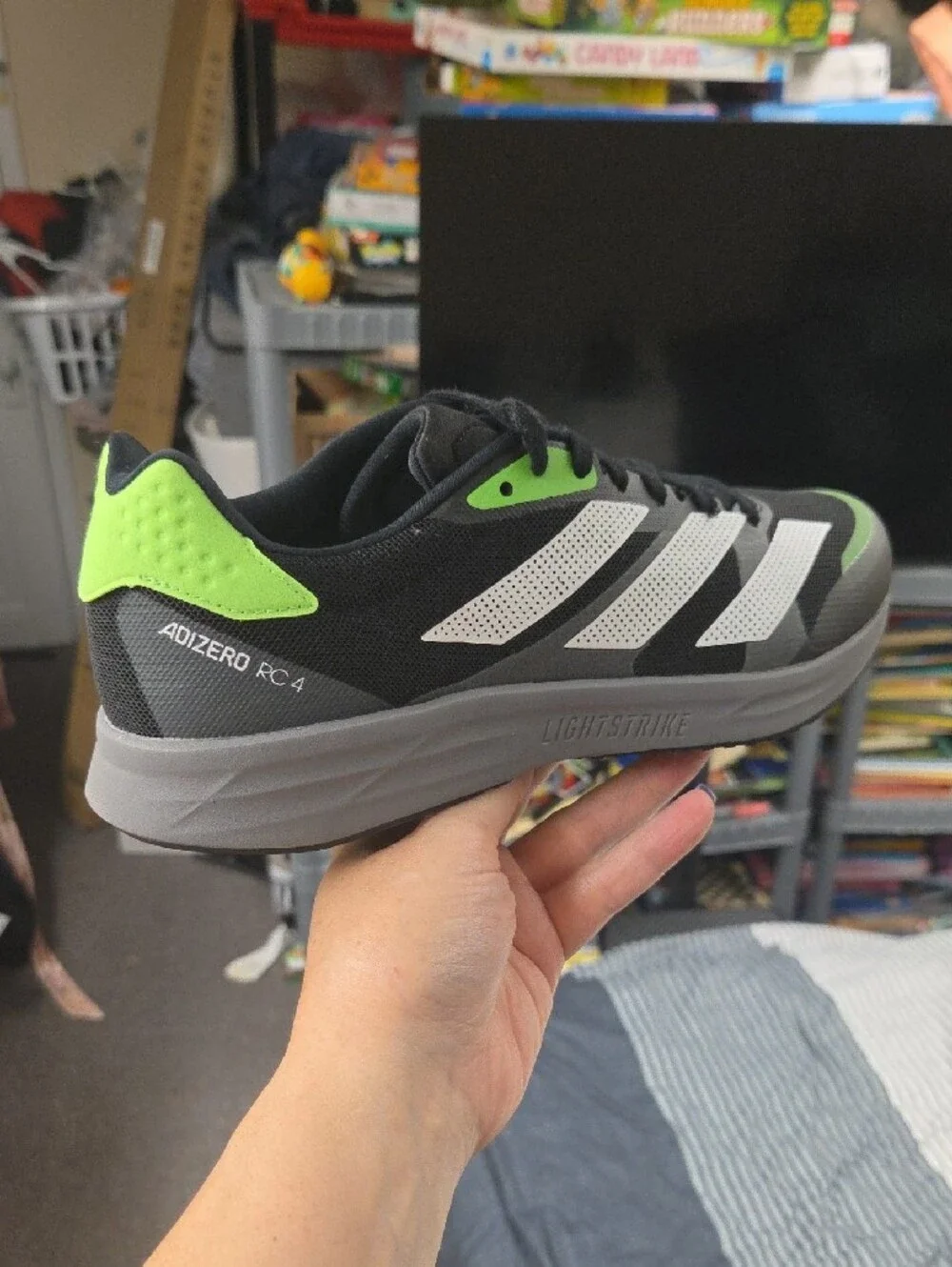 adidas ADIZERO Black & Neon Green Men's Running Sneakers
